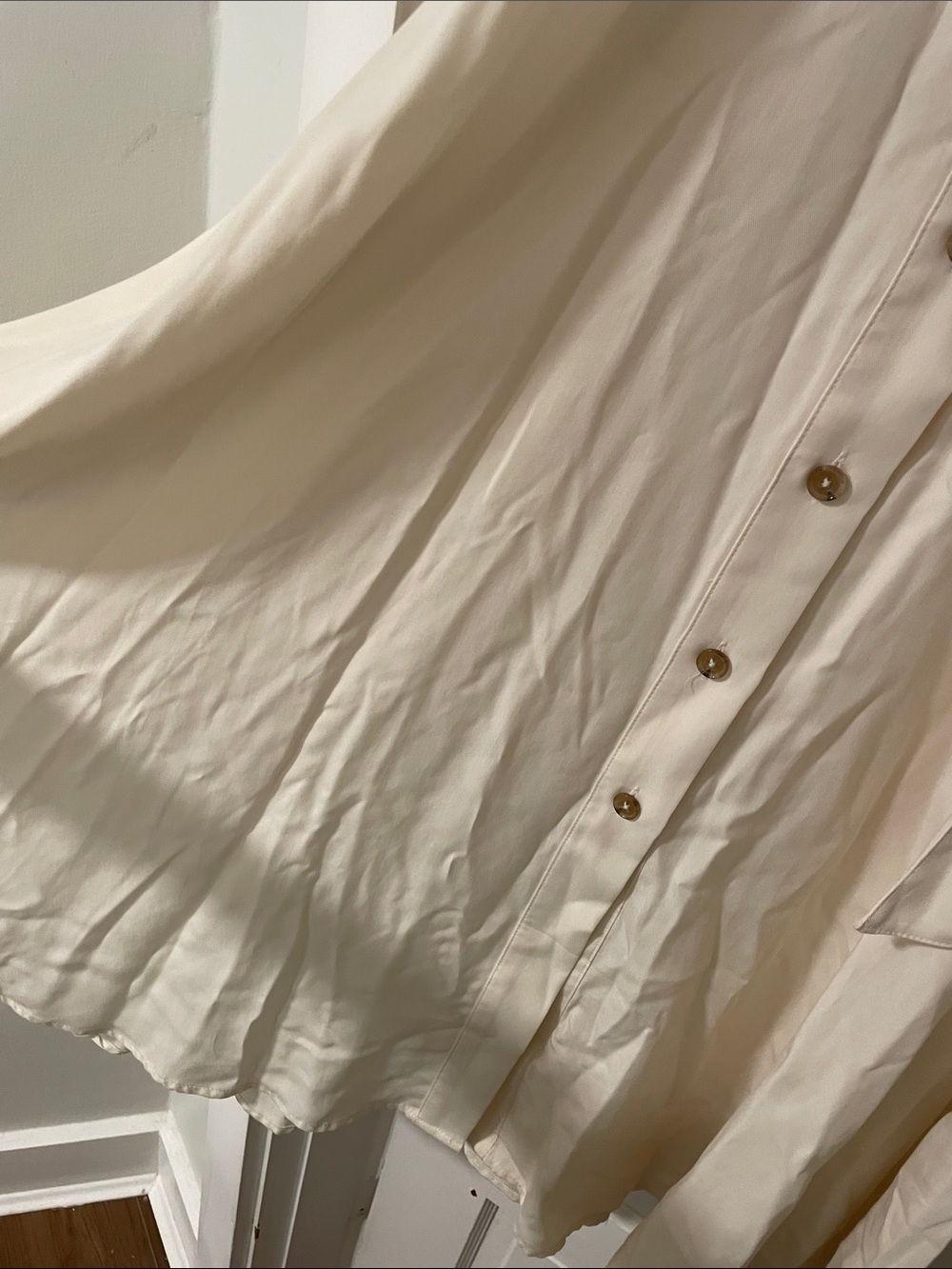 XS Tall - Banana Republic Cream Button-Front Shirt Dress - Picture 2 of 11
